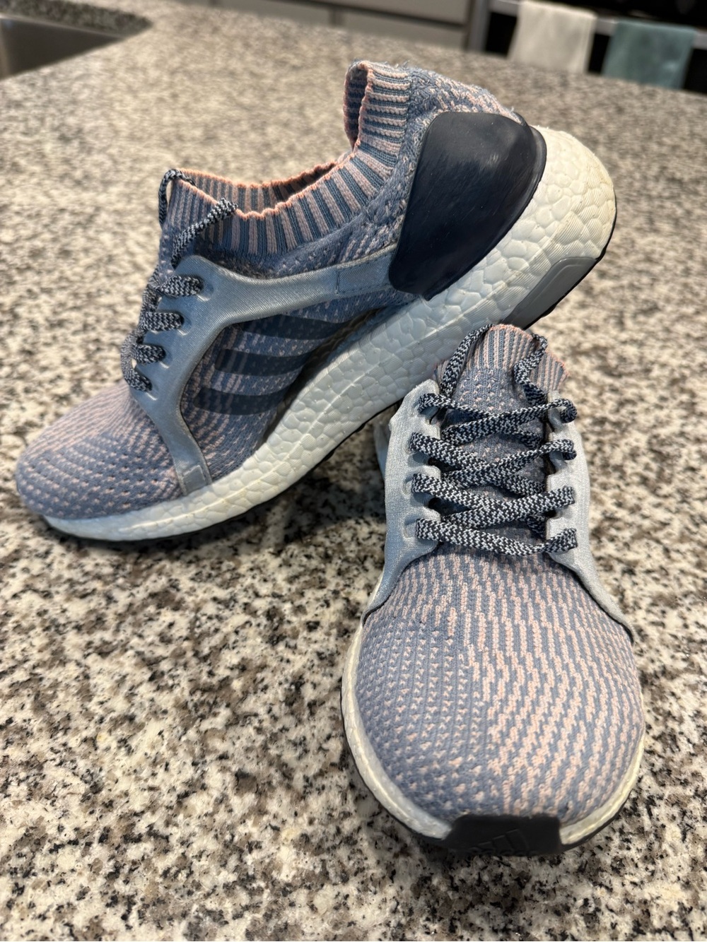 adidas Knit Athletic Sneakers - Light Blue & Pink